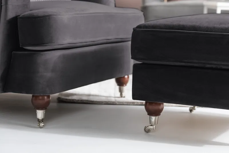 Howard Riviera Fodskammel Velour - Mørkegrå - Møbler - Stole & lænestole - Taburet & skammel - Puf