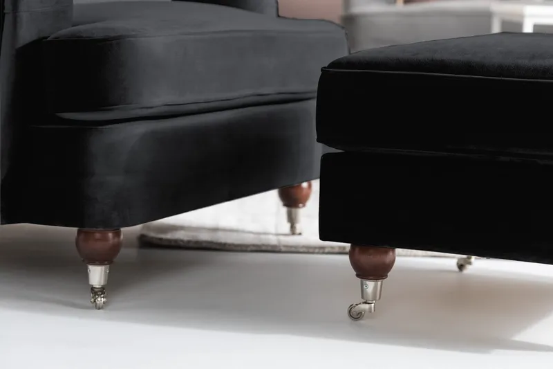 Howard Riviera Fodskammel Velour - Sort - Møbler - Stole & lænestole - Taburet & skammel - Puf