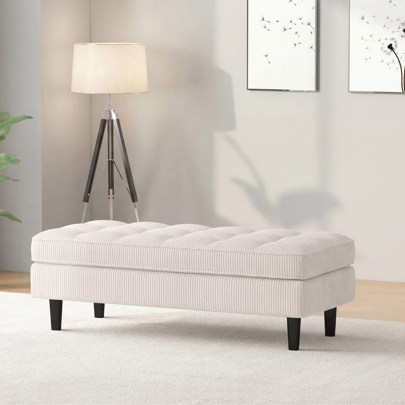 Puf i Loft24 Lindhus Creme Fløjl - cremefarvet - Møbler - Stole & lænestole - Taburet & skammel - Ottoman