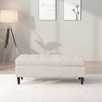 Puf i Loft24 Lindhus Creme Fløjl - cremefarvet - Møbler - Stole & lænestole - Taburet & skammel - Ottoman