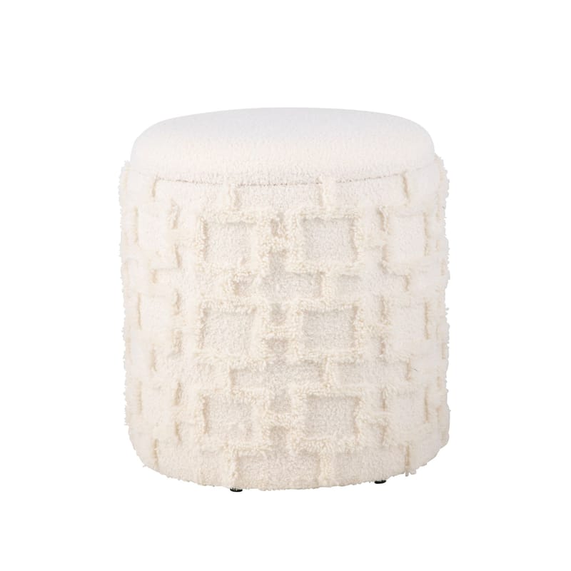 Ivoino Skammel 40 cm - cremehvid med gråbrune elementer - Møbler - Stole & lænestole - Taburet & skammel - Puf - Puf med opbevaring