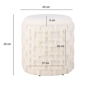 Ivoino Skammel 40 cm - cremehvid med gråbrune elementer - Møbler - Stole & lænestole - Taburet & skammel - Puf - Puf med opbevaring
