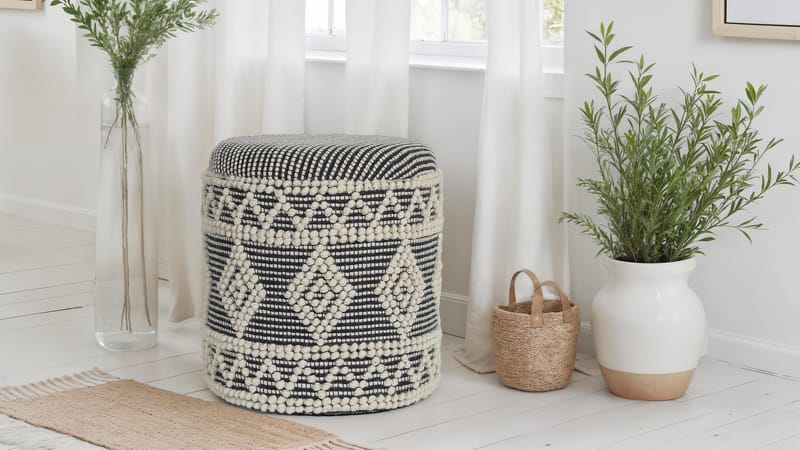 Ivoino Skammel 40 cm - Sort/Hvid - Møbler - Stole & lænestole - Taburet & skammel - Puf - Puf med opbevaring