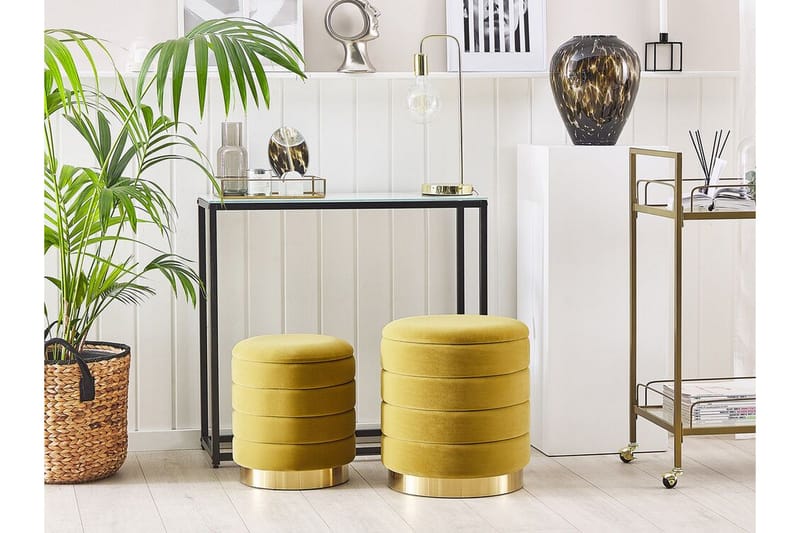 Lerbodatorp Fodskammel med Opbevaring 2-pak - Gul - Møbler - Stole & lænestole - Taburet & skammel - Puf