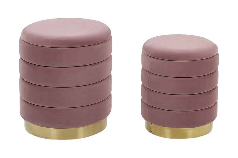 Lerbodatorp Fodskammel med Opbevaring 2-pak, Lyserød