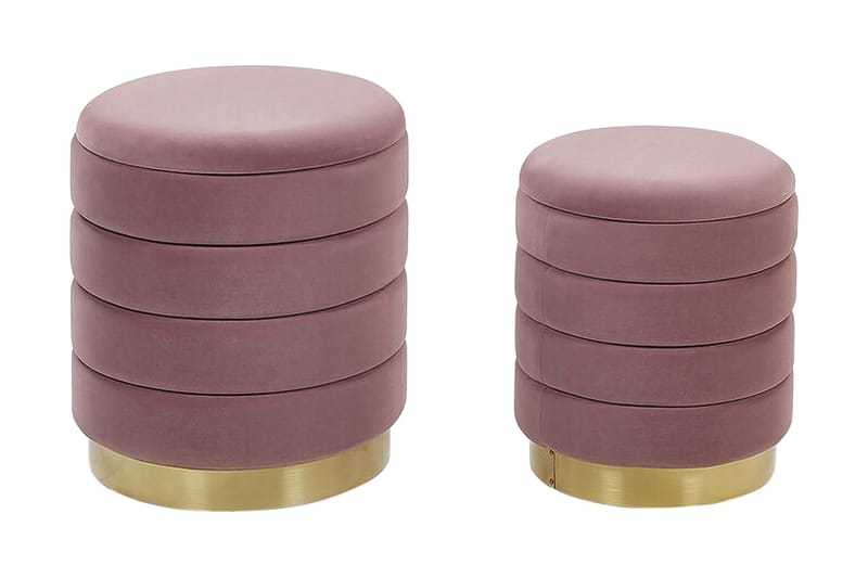 Lerbodatorp Fodskammel med Opbevaring 2-pak, Lyserød