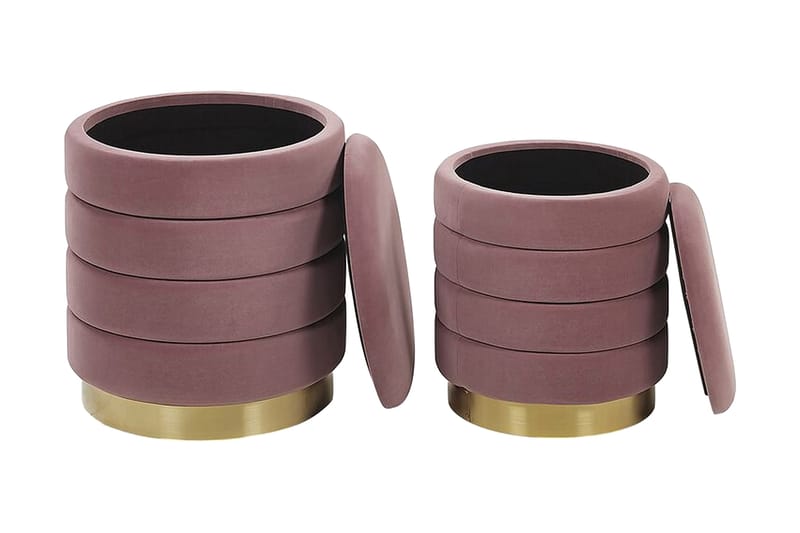 Lerbodatorp Fodskammel med Opbevaring 2-pak - Lyserød - Møbler - Stole & lænestole - Taburet & skammel - Puf - Puf med opbevaring