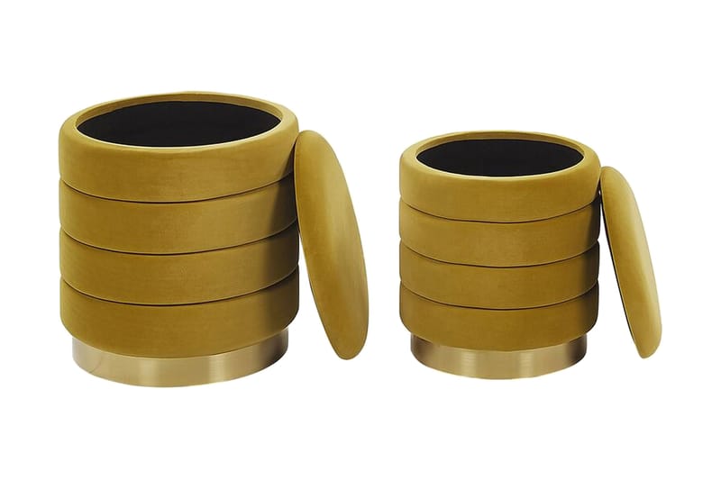 Lerbodatorp Fodskammel med Opbevaring 2-pak - Gul - Møbler - Stole & lænestole - Taburet & skammel - Puf