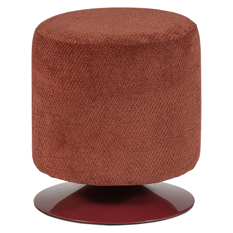 Puf med drejefod Islen 39 cm rundt, Vinrød