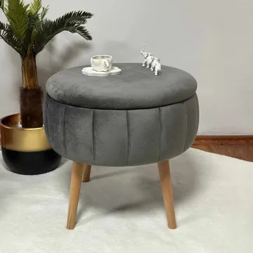 Puf med opbevaring Atelier Del Sofa Berlin Babyface (Ø45 x H44 cm) Antracit - Antracit - Møbler - Stole & lænestole - Taburet & skammel - Ottoman - Ottoman & siddepuf med opbevaring