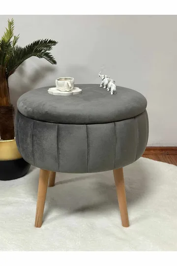 Puf med opbevaring Atelier Del Sofa Berlin Babyface (Ø45 x H44 cm) Antracit - Antracit - Møbler - Stole & lænestole - Taburet & skammel - Ottoman - Ottoman & siddepuf med opbevaring
