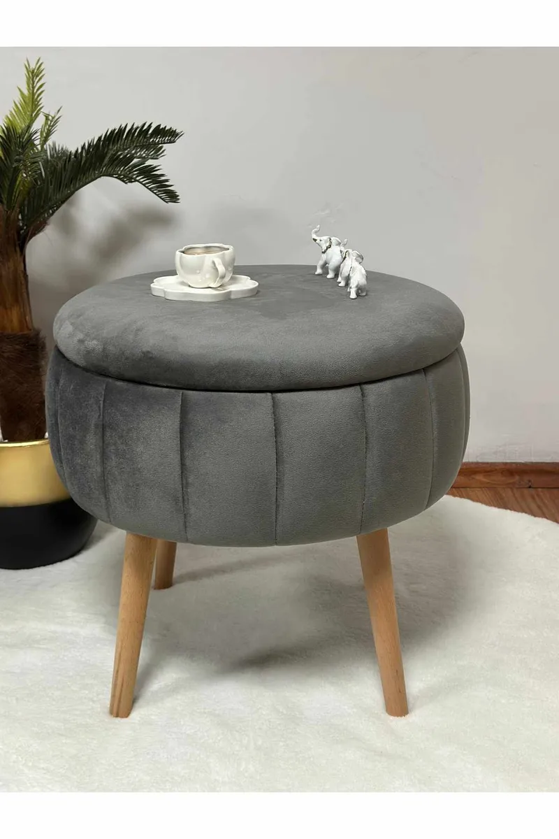Puf med opbevaring Atelier Del Sofa Berlin Babyface (Ø45 x H44 cm) Antracit - Antracit - Møbler - Stole & lænestole - Taburet & skammel - Ottoman - Ottoman & siddepuf med opbevaring