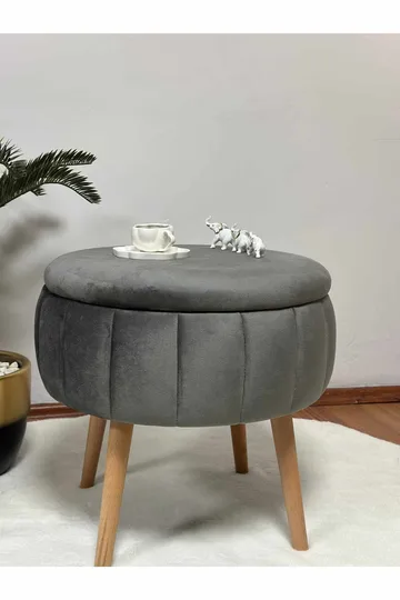 Puf med opbevaring Atelier Del Sofa Berlin Babyface (Ø45 x H44 cm) Antracit - Antracit - Møbler - Stole & lænestole - Taburet & skammel - Ottoman - Ottoman & siddepuf med opbevaring