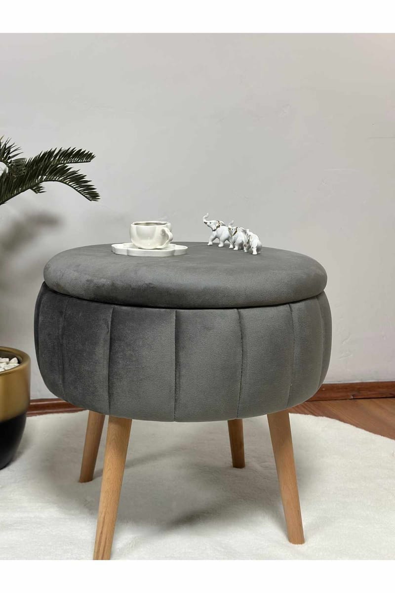 Puf med opbevaring Atelier Del Sofa Berlin Babyface (Ø45 x H44 cm) Antracit - Antracit - Møbler - Stole & lænestole - Taburet & skammel - Ottoman - Ottoman & siddepuf med opbevaring