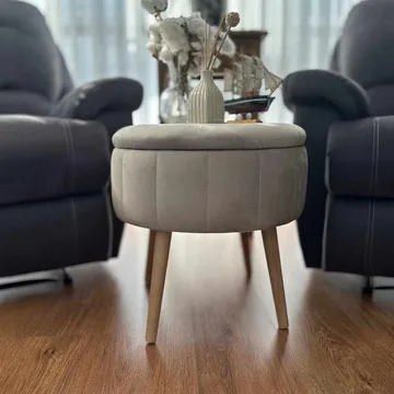 Puf med opbevaring Atelier Del Sofa Berlin Babyface (Ø45 x H44 cm) Beige - Møbler - Stole & lænestole - Taburet & skammel - Ottoman - Ottoman & siddepuf med opbevaring