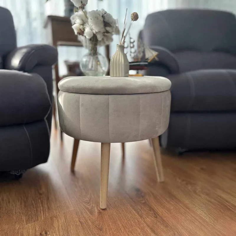Puf med opbevaring Atelier Del Sofa Berlin Babyface (Ø45 x H44 cm) Beige - Møbler - Stole & lænestole - Taburet & skammel - Ottoman