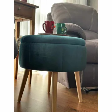 Puf med opbevaring Atelier Del Sofa Berlin Babyface (Ø45 x H44 cm) Emerald - Møbler - Stole & lænestole - Taburet & skammel - Ottoman - Ottoman & siddepuf med opbevaring