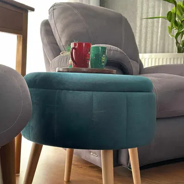 Puf med opbevaring Atelier Del Sofa Berlin Babyface (Ø45 x H44 cm) Emerald - Møbler - Stole & lænestole - Taburet & skammel - Ottoman - Ottoman & siddepuf med opbevaring
