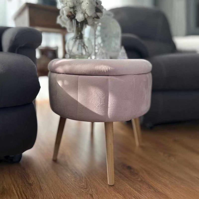 Puf med opbevaring Atelier Del Sofa Berlin Babyface (Ø45 x H44 cm) Lyserød - Møbler - Stole & lænestole - Taburet & skammel - Ottoman