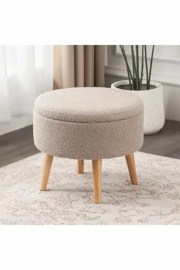 Puf med opbevaring Atelier Del Sofa Berlin Wellsoft (Ø45 x H44 cm) Beige - Møbler - Stole & lænestole - Taburet & skammel - Ottoman - Ottoman & siddepuf med opbevaring