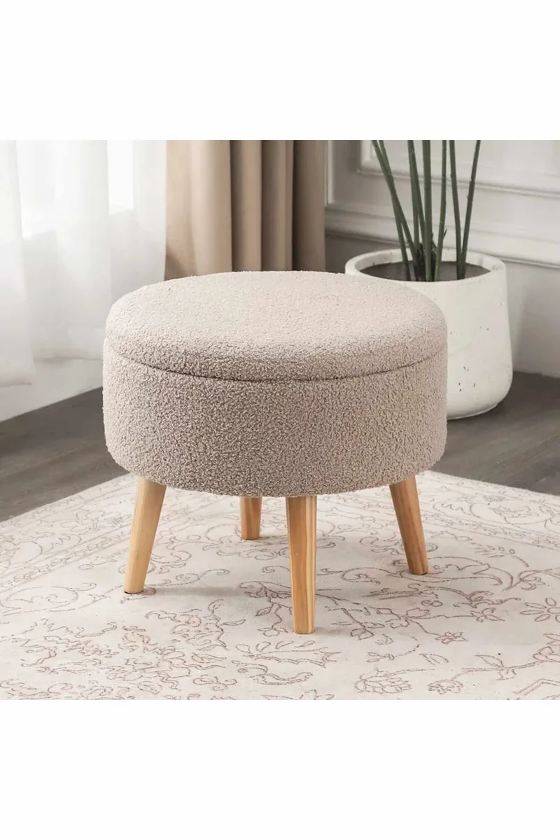 Puf med opbevaring Atelier Del Sofa Berlin Wellsoft (Ø45 x H44 cm) Beige - Møbler - Stole & lænestole - Taburet & skammel - Ottoman