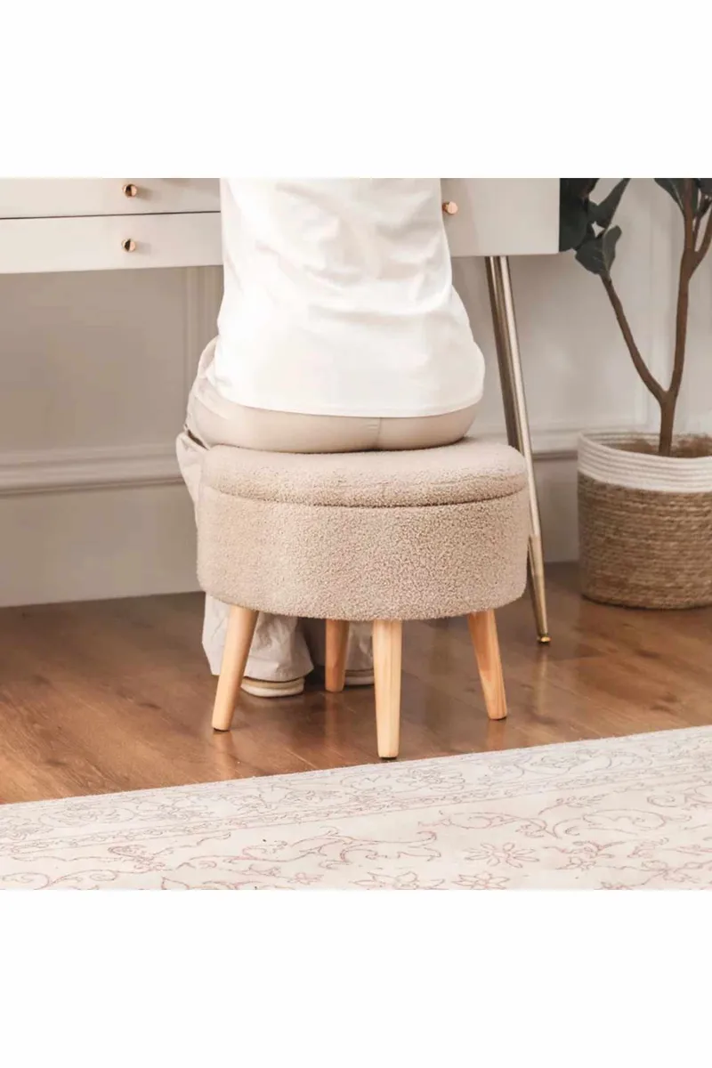 Puf med opbevaring Atelier Del Sofa Berlin Wellsoft (Ø45 x H44 cm) Beige - Møbler - Stole & lænestole - Taburet & skammel - Ottoman