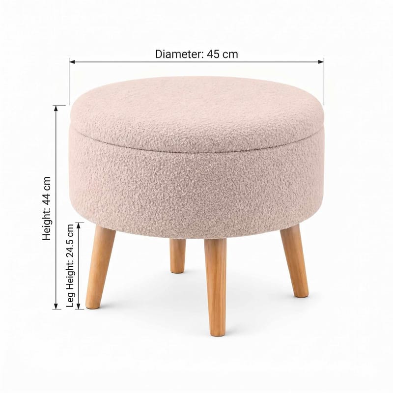 Puf med opbevaring Atelier Del Sofa Berlin Wellsoft (Ø45 x H44 cm) Beige - Møbler - Stole & lænestole - Taburet & skammel - Ottoman