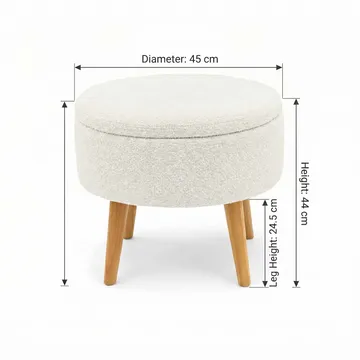 Puf med opbevaring Atelier Del Sofa Berlin Wellsoft (Ø45 x H44 cm) Hvid - Møbler - Stole & lænestole - Taburet & skammel - Ottoman - Ottoman & siddepuf med opbevaring