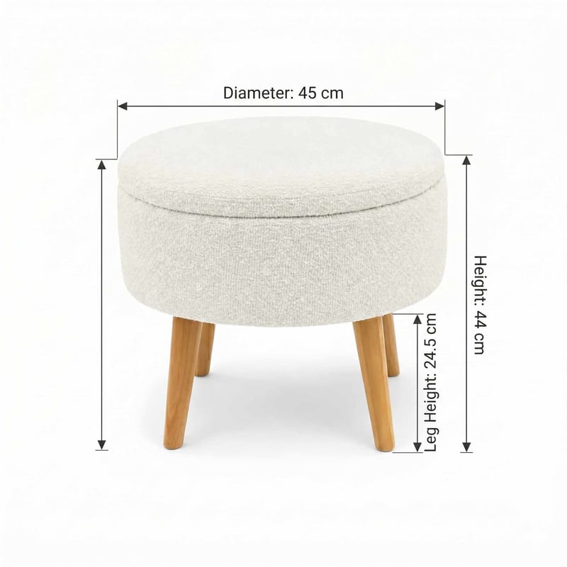 Puf med opbevaring Atelier Del Sofa Berlin Wellsoft (Ø45 x H44 cm) Hvid - Møbler - Stole & lænestole - Taburet & skammel - Ottoman