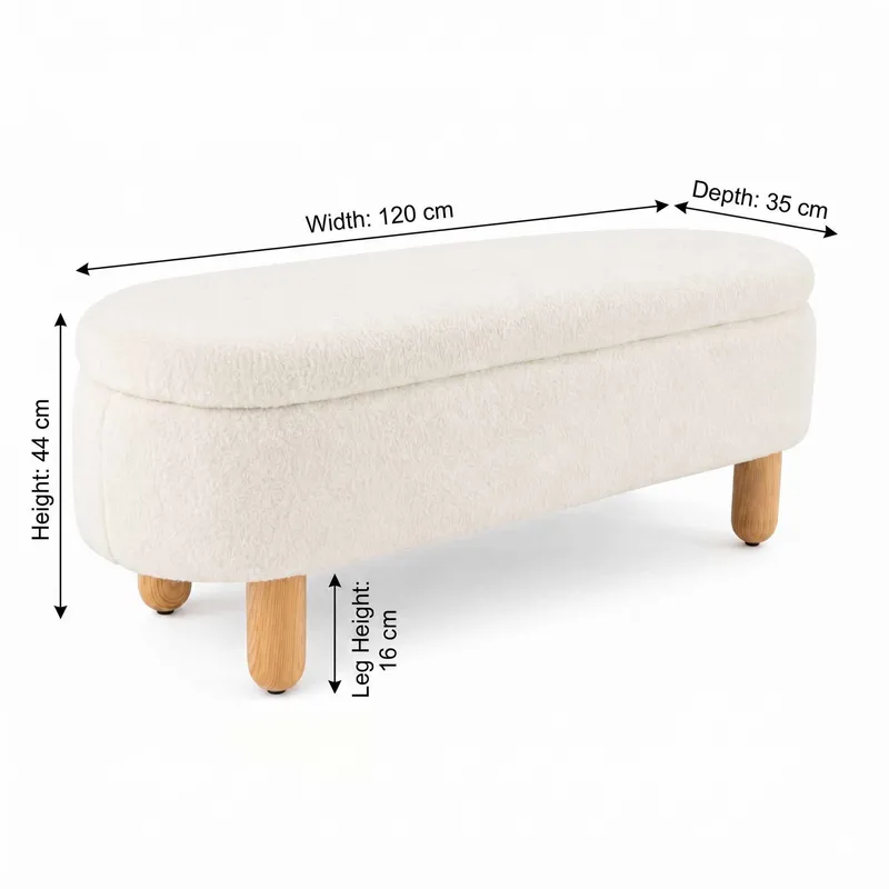 Puf med opbevaring Atelier Del Sofa Bohem (120 x 44 x 35 cm) Hvid - Møbler - Stole & lænestole - Taburet & skammel - Ottoman