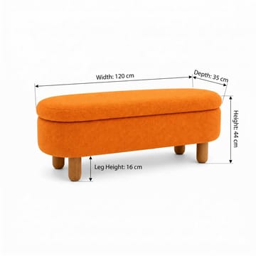 Puf med opbevaring Atelier Del Sofa Bohem (120 x 44 x 35 cm) Orange - Møbler - Stole & lænestole - Taburet & skammel - Ottoman - Ottoman & siddepuf med opbevaring