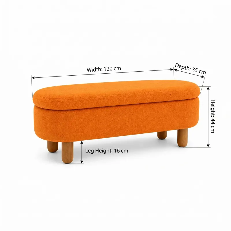 Puf med opbevaring Atelier Del Sofa Bohem (120 x 44 x 35 cm) Orange - Møbler - Stole & lænestole - Taburet & skammel - Ottoman