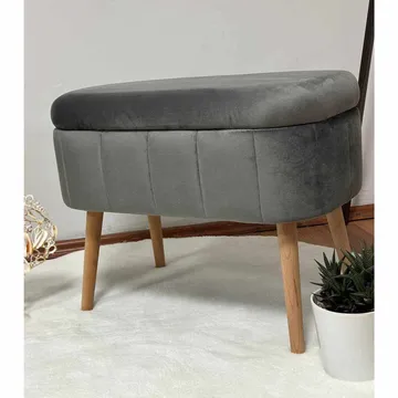 Puf med opbevaring Atelier Del Sofa Mini Oslo (60 x 46 x 35 cm) Antracit - Antracit - Møbler - Stole & lænestole - Taburet & skammel - Ottoman - Ottoman & siddepuf med opbevaring