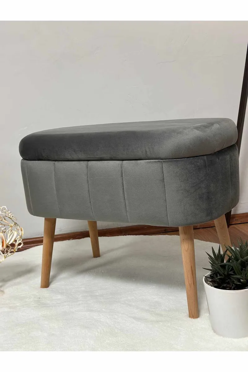 Puf med opbevaring Atelier Del Sofa Mini Oslo (60 x 46 x 35 cm) Antracit - Møbler - Stole & lænestole - Taburet & skammel - Ottoman