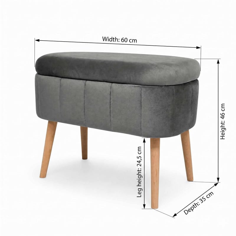 Puf med opbevaring Atelier Del Sofa Mini Oslo (60 x 46 x 35 cm) Antracit - Møbler - Stole & lænestole - Taburet & skammel - Ottoman