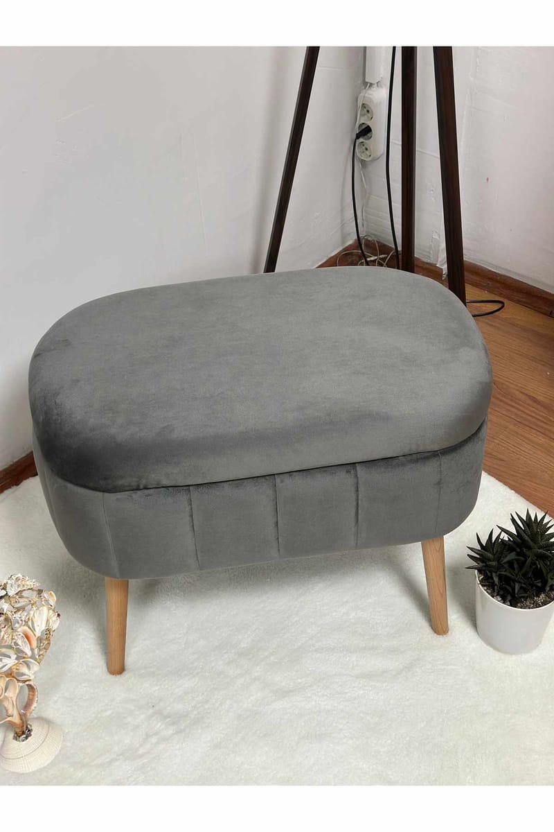 Puf med opbevaring Atelier Del Sofa Mini Oslo (60 x 46 x 35 cm) Antracit - Møbler - Stole & lænestole - Taburet & skammel - Ottoman