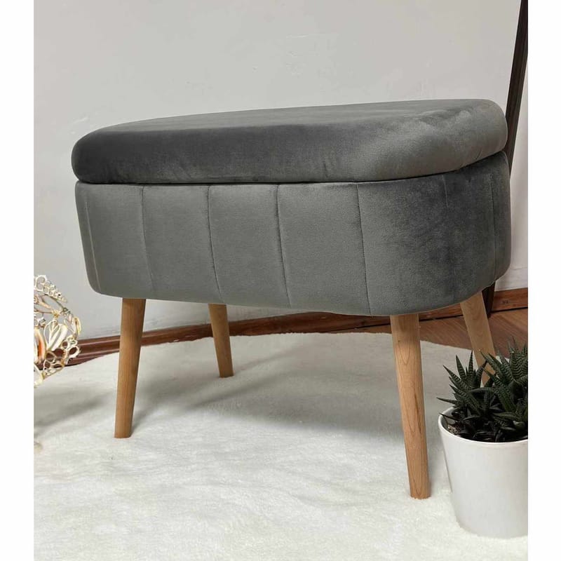 Puf med opbevaring Atelier Del Sofa Mini Oslo (60 x 46 x 35 cm) Antracit - Møbler - Stole & lænestole - Taburet & skammel - Ottoman
