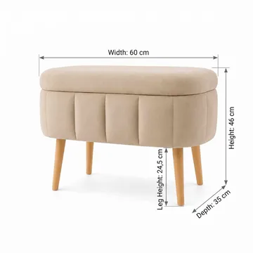 Puf med opbevaring Atelier Del Sofa Mini Oslo (60 x 46 x 35 cm) Beige - Møbler - Stole & lænestole - Taburet & skammel - Ottoman - Ottoman & siddepuf med opbevaring