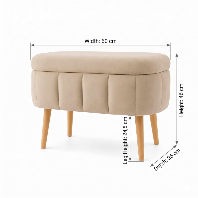 Puf med opbevaring Atelier Del Sofa Mini Oslo (60 x 46 x 35 cm) Beige - Møbler - Stole & lænestole - Taburet & skammel - Ottoman