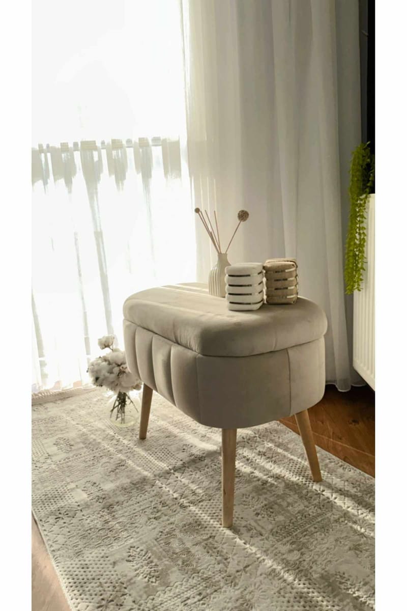Puf med opbevaring Atelier Del Sofa Mini Oslo (60 x 46 x 35 cm) Beige - Møbler - Stole & lænestole - Taburet & skammel - Ottoman