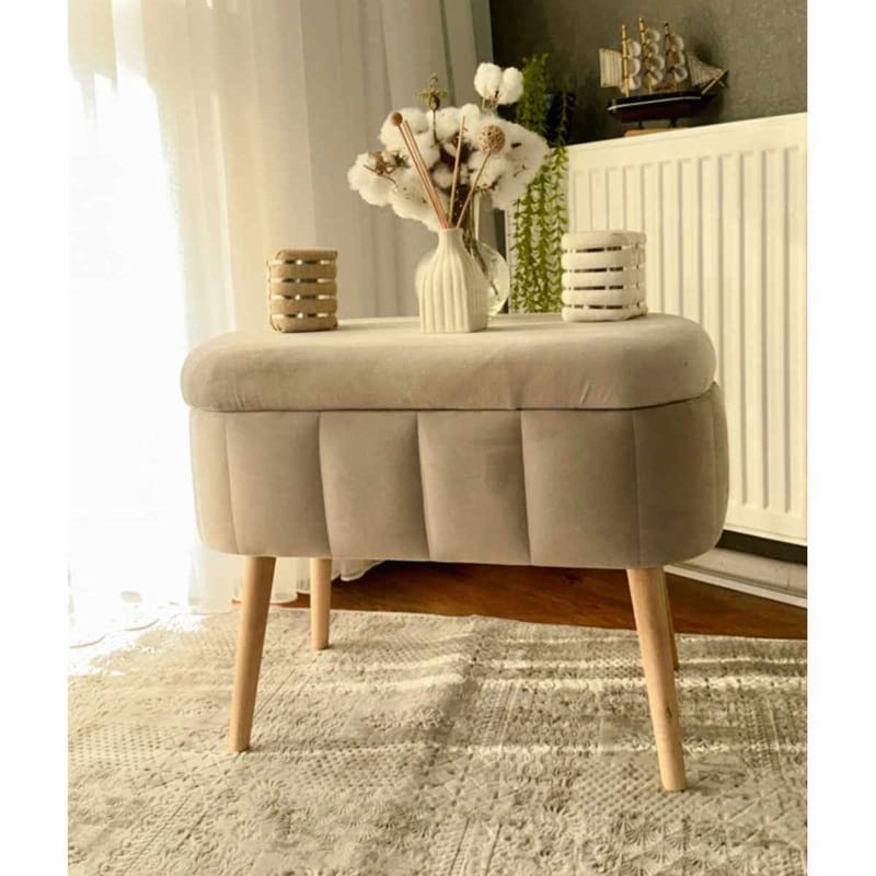 Puf med opbevaring Atelier Del Sofa Mini Oslo (60 x 46 x 35 cm) Beige - Møbler - Stole & lænestole - Taburet & skammel - Ottoman