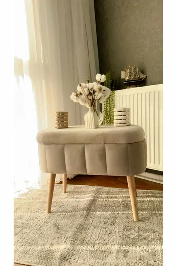 Puf med opbevaring Atelier Del Sofa Mini Oslo (60 x 46 x 35 cm) Beige - Møbler - Stole & lænestole - Taburet & skammel - Ottoman - Ottoman & siddepuf med opbevaring