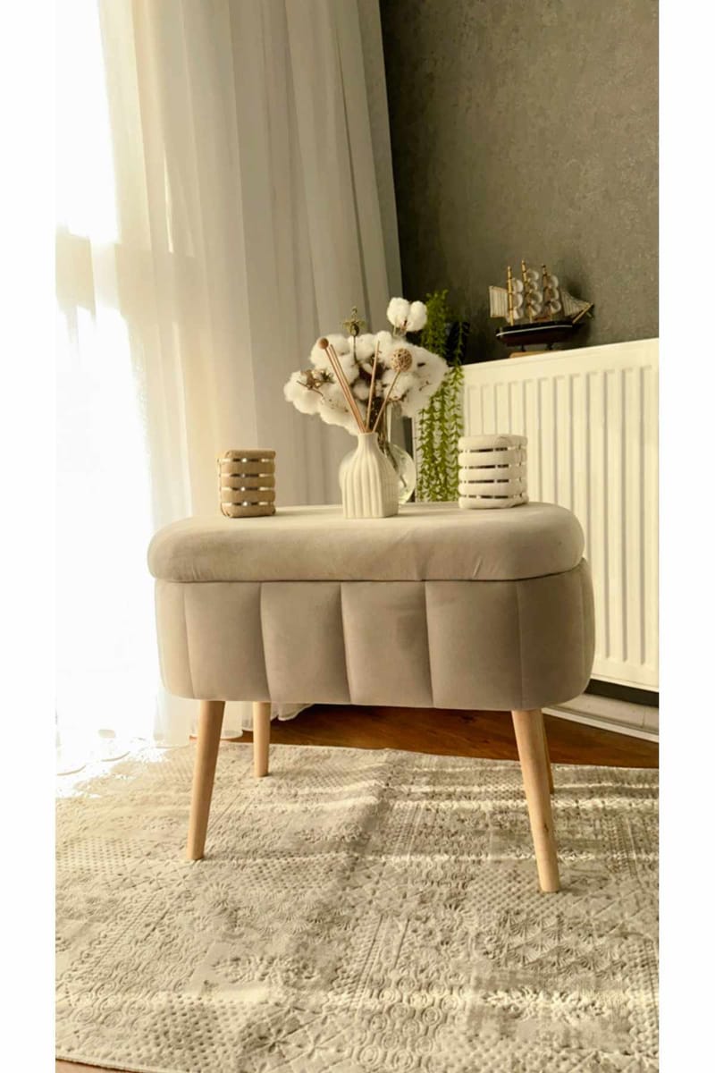 Puf med opbevaring Atelier Del Sofa Mini Oslo (60 x 46 x 35 cm) Beige - Møbler - Stole & lænestole - Taburet & skammel - Ottoman