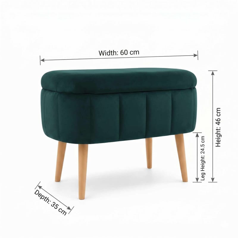 Puf med opbevaring Atelier Del Sofa Mini Oslo (60 x 46 x 35 cm) Emerald - Møbler - Stole & lænestole - Taburet & skammel - Ottoman