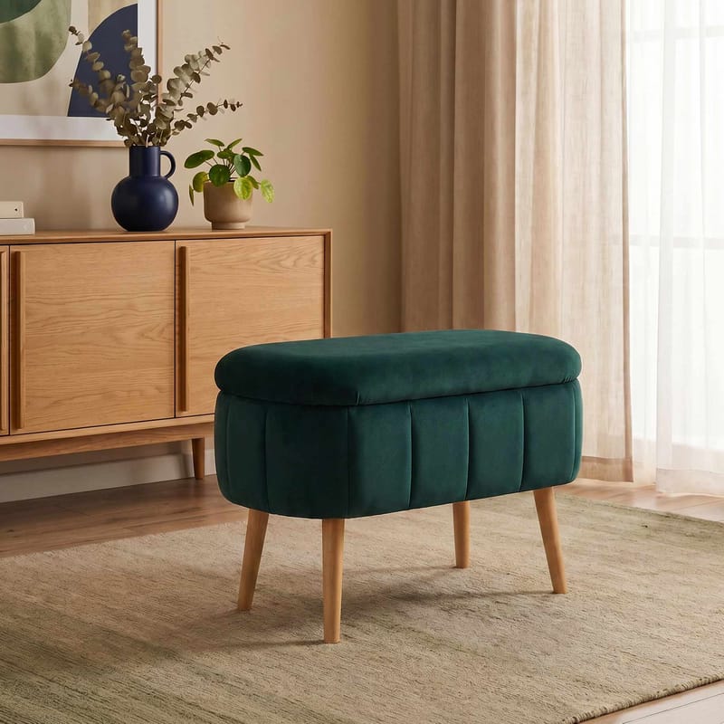 Puf med opbevaring Atelier Del Sofa Mini Oslo (60 x 46 x 35 cm) Emerald - Møbler - Stole & lænestole - Taburet & skammel - Ottoman