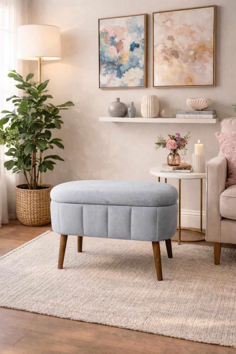 Puf med opbevaring Atelier Del Sofa Mini Oslo (60 x 46 x 35 cm) Grå - Møbler - Stole & lænestole - Taburet & skammel - Ottoman