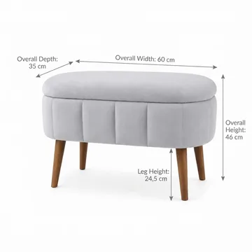Puf med opbevaring Atelier Del Sofa Mini Oslo (60 x 46 x 35 cm) Grå - Møbler - Stole & lænestole - Taburet & skammel - Ottoman - Ottoman & siddepuf med opbevaring