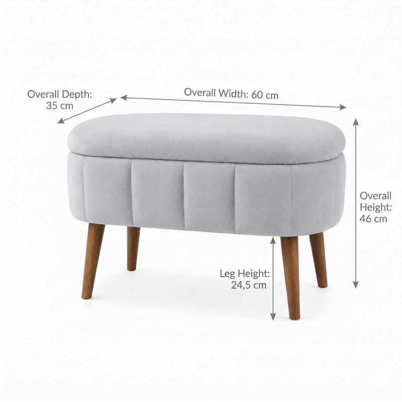 Puf med opbevaring Atelier Del Sofa Mini Oslo (60 x 46 x 35 cm) Grå - Møbler - Stole & lænestole - Taburet & skammel - Ottoman