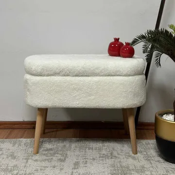 Puf med opbevaring Atelier Del Sofa Mini Oslo (60 x 46 x 35 cm) Hvid - Møbler - Stole & lænestole - Taburet & skammel - Ottoman - Ottoman & siddepuf med opbevaring