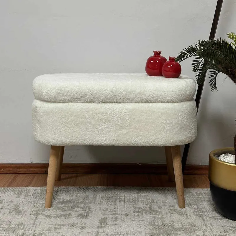 Puf med opbevaring Atelier Del Sofa Mini Oslo (60 x 46 x 35 cm) Hvid - Møbler - Stole & lænestole - Taburet & skammel - Ottoman